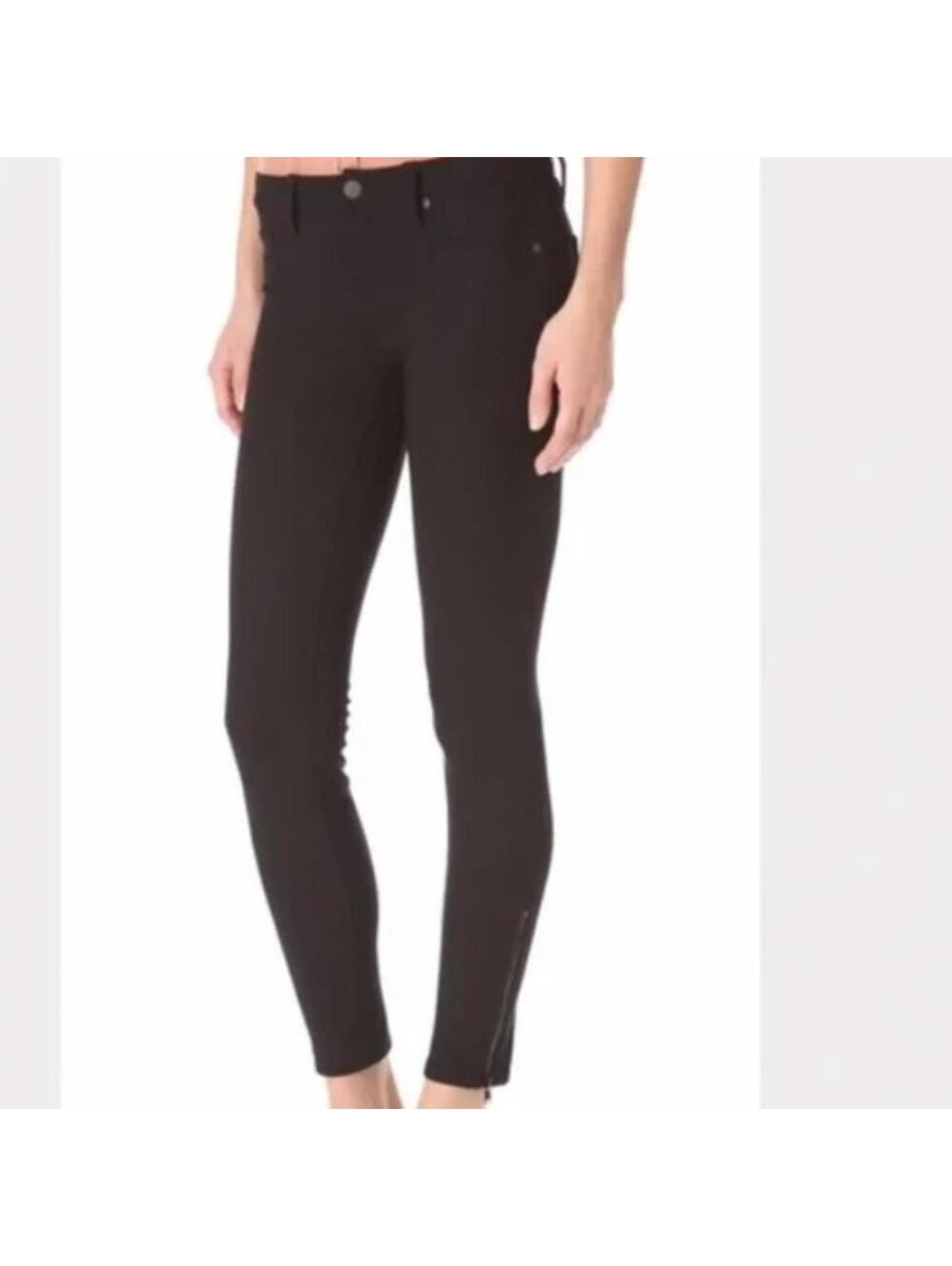 Genetic Denim Jet Black Nylon Ankle Zip Pants Size 25 Slim Stretch Cigarette